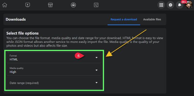 Choose File option to save messenger messages