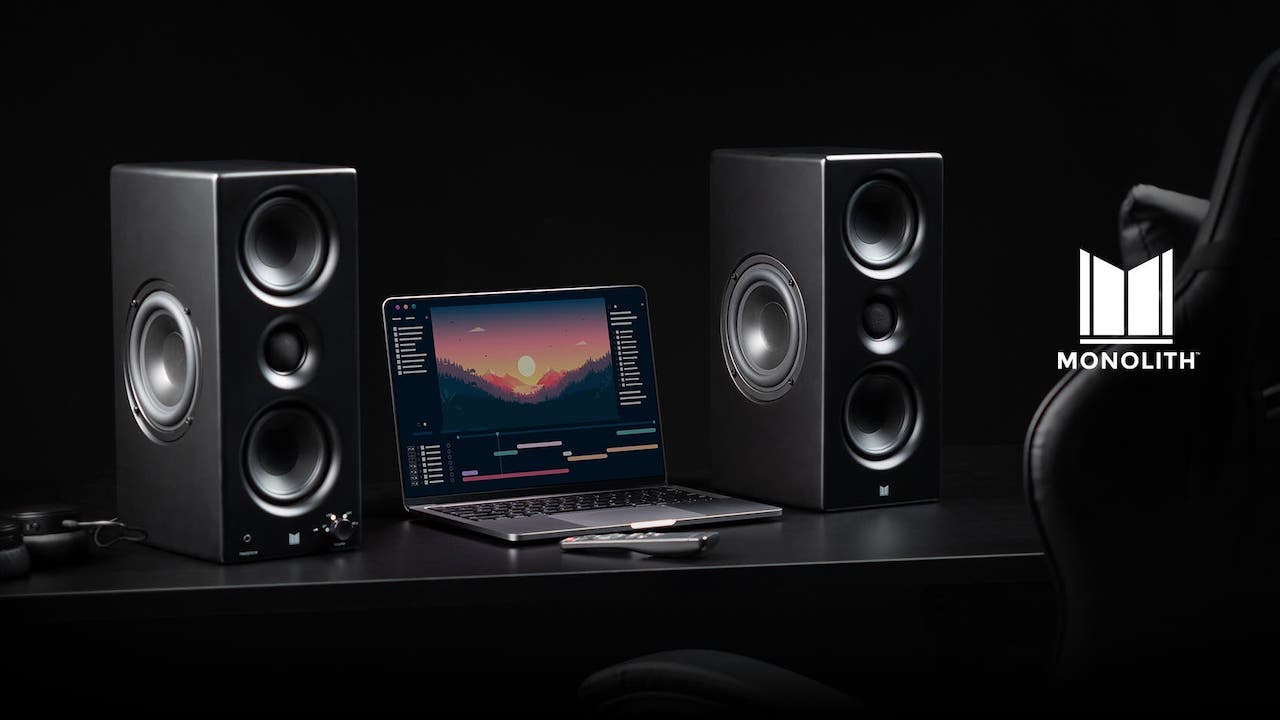 Monoprice Monolith MTM-100 Powered Desktop Speakers with MacBook