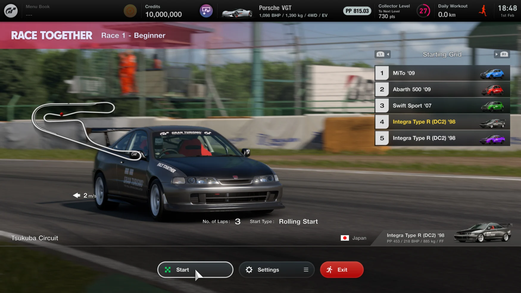 Screenshots of various aspects of the GT Sophy racing experience