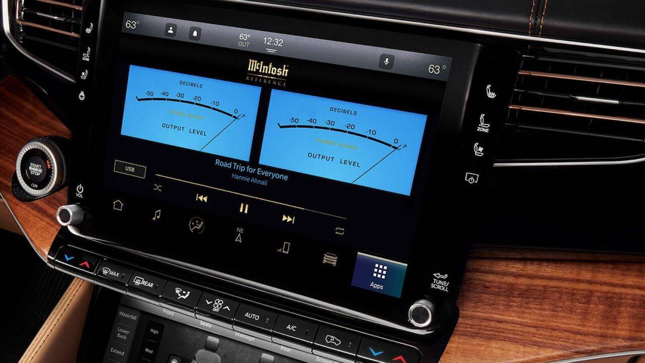 McIntosh MX1375 dash angle inside 2022 Jeep Grand Wagoneer