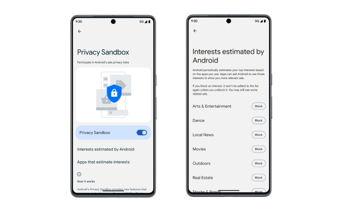 Google Privacy Sandbox settings on Android