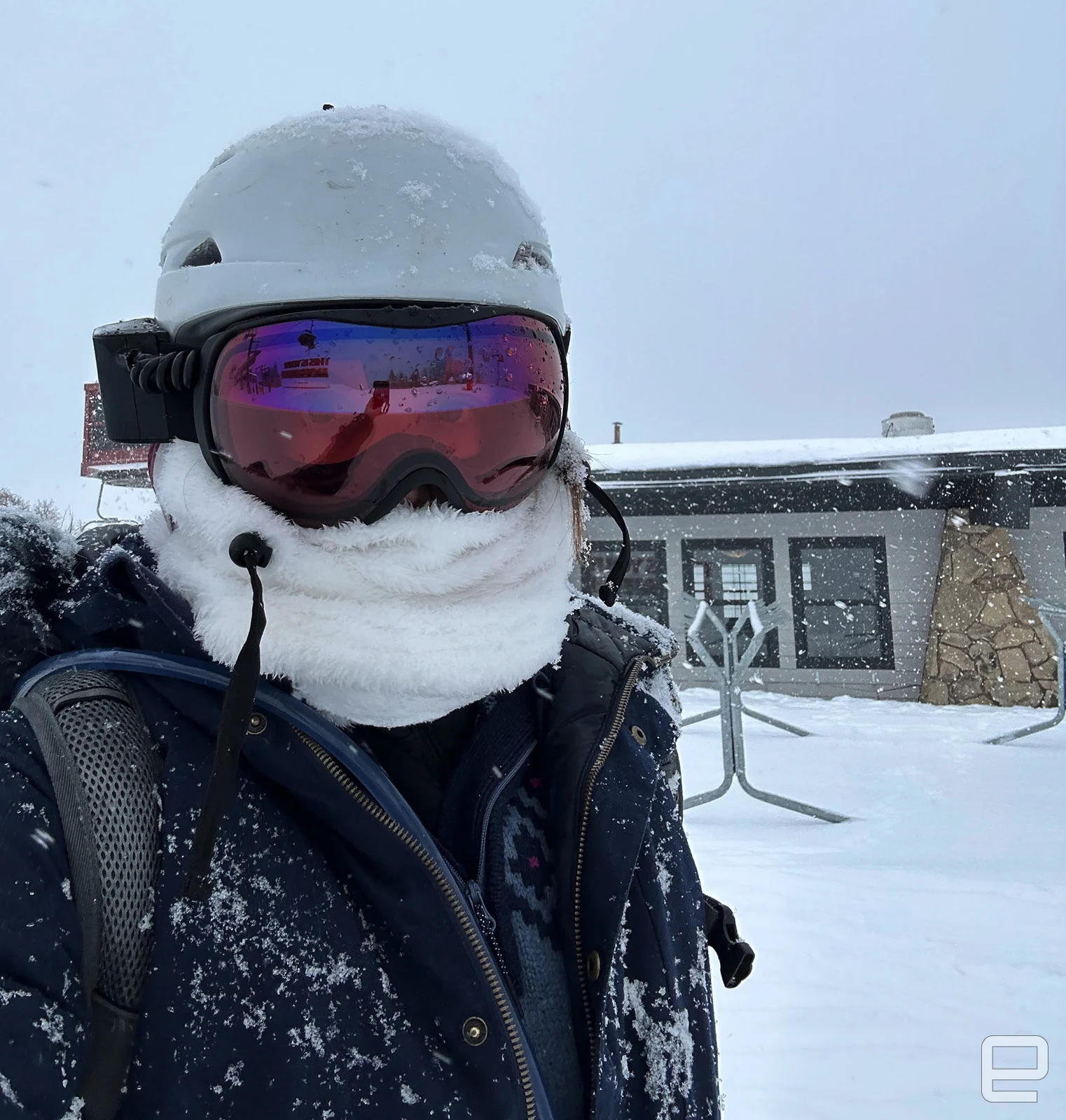With a white helmet, the battery pack sticks out noticeably.
