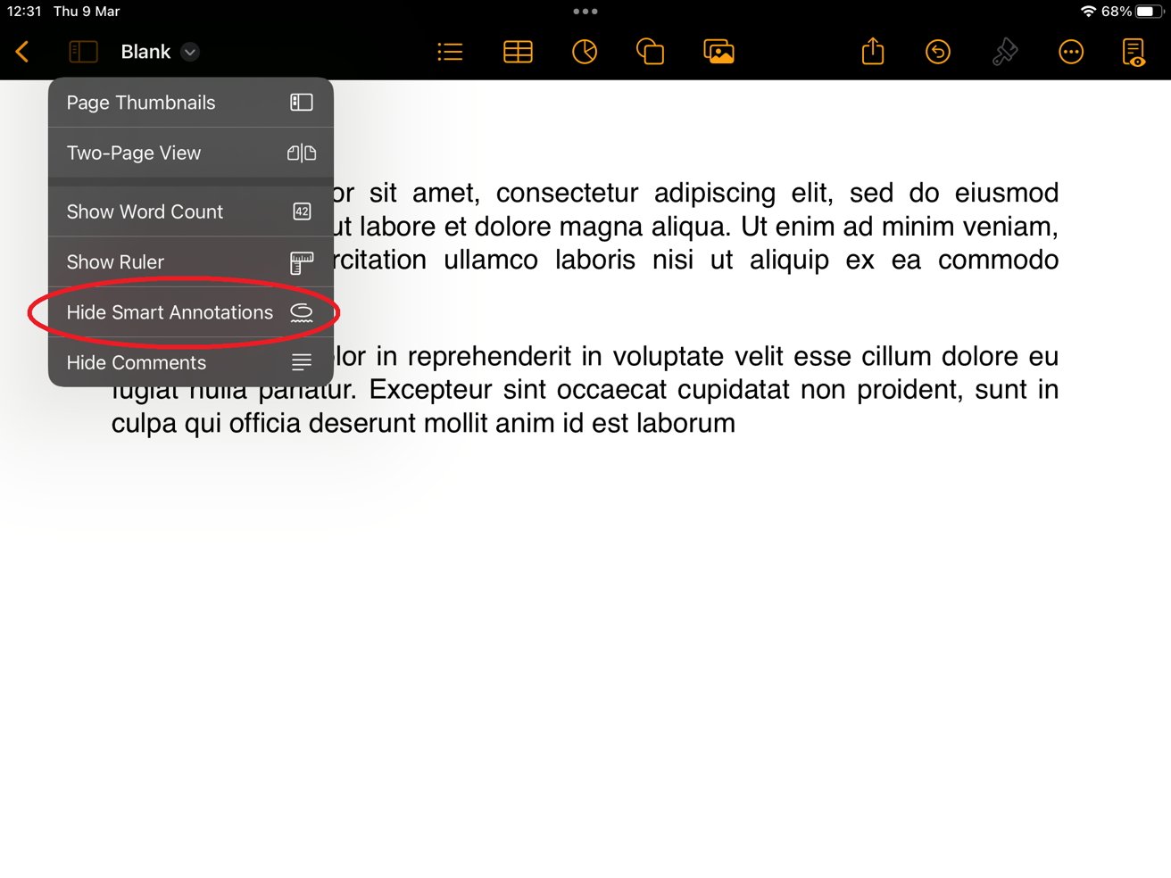 Toggle between hiding and showing your Smart Annotations.