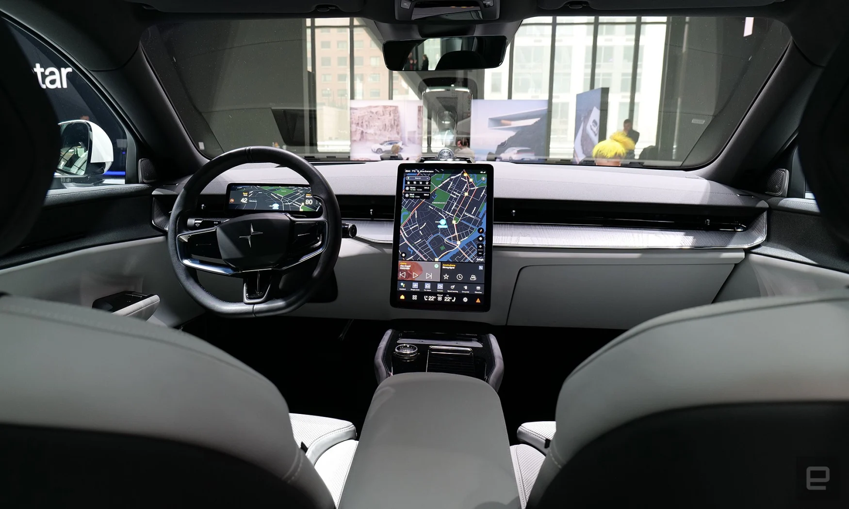 Powered by Android Automotive, the Polestar 3 has a very intuitive UI centered around a big 14.5-inch touchscreen.