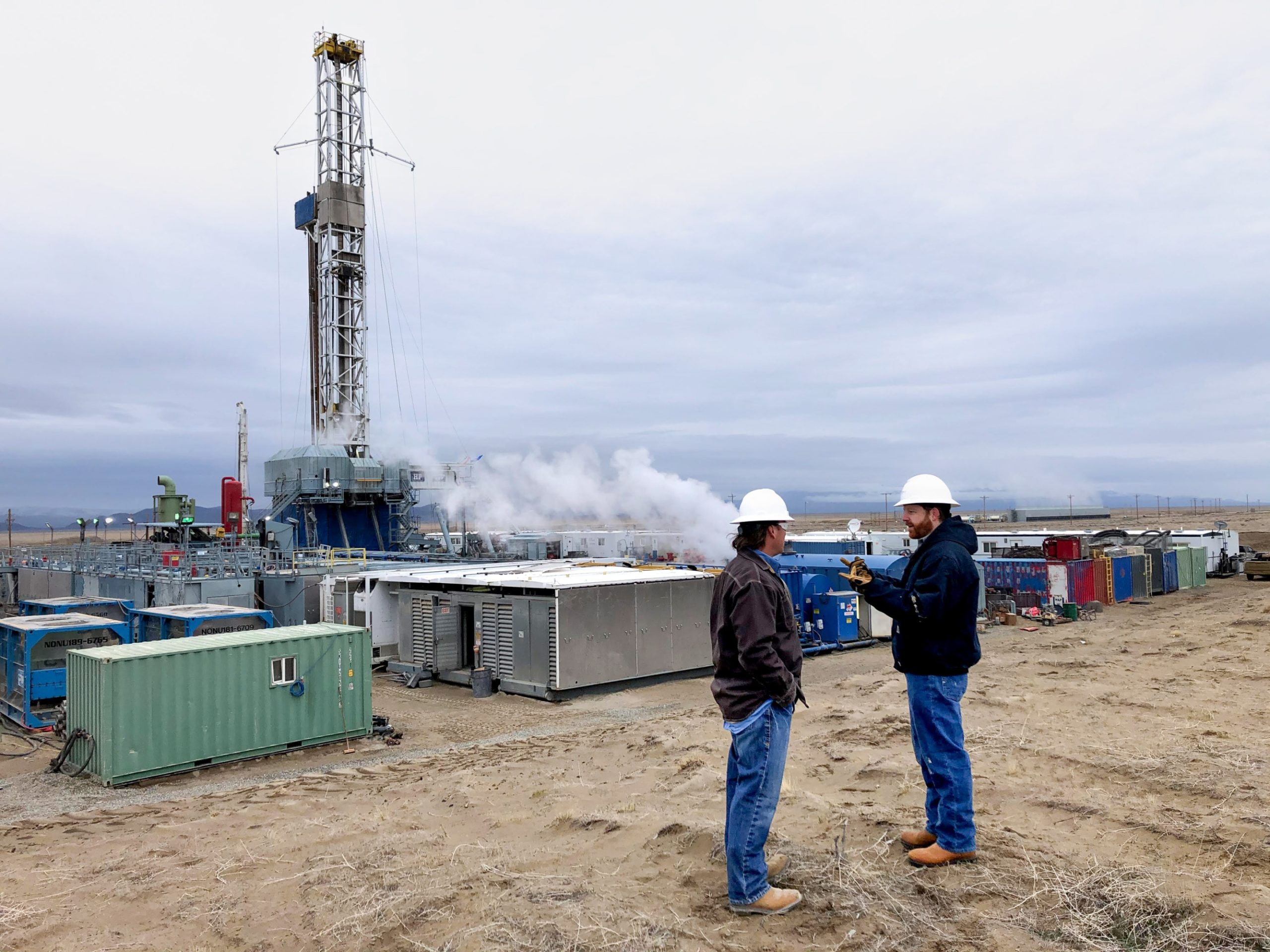 Tim and Eric speak at Fervo's enhanced geothermal demonstration site in Nevada.