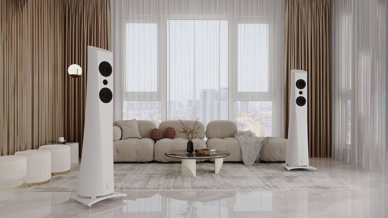 Estelon AURA Floorstanding Loudspeakers in White Lifestyle