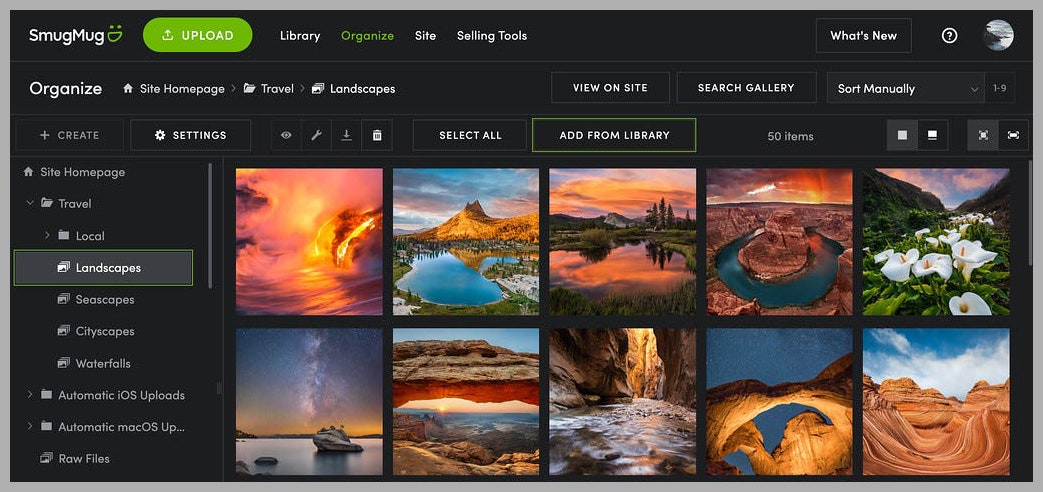 Screenshot of SmugMug application on desktop