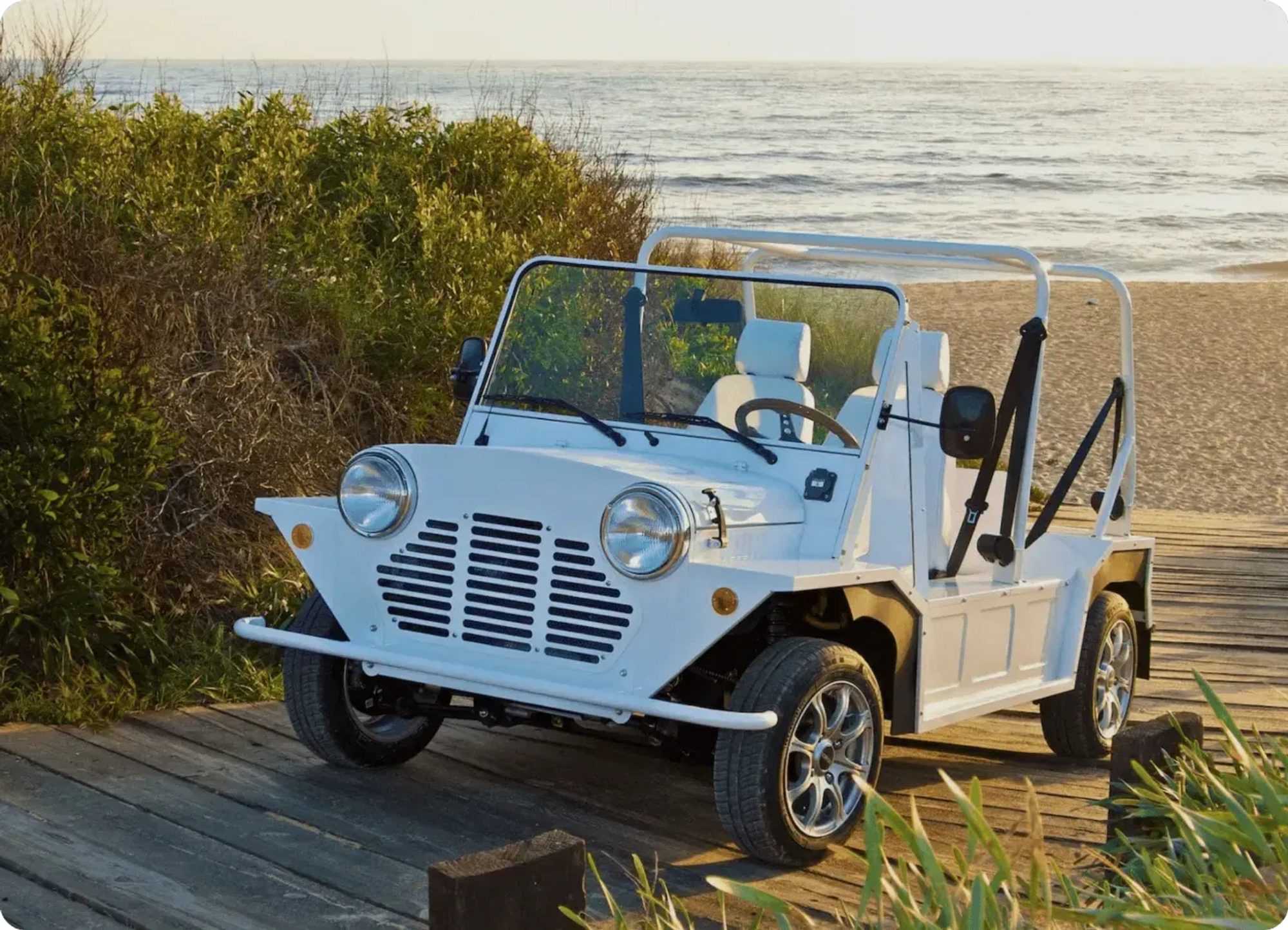 A photo of the Kate Original, a four-seat Mini Moke-inspired leisure car.