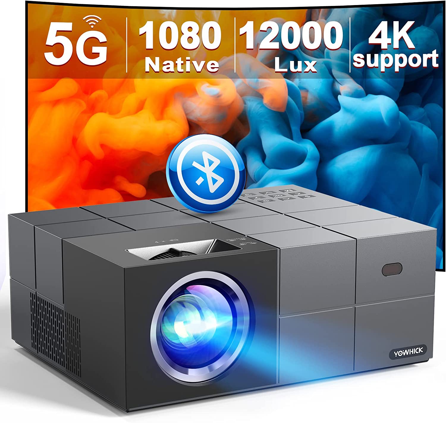 YOWHICK Native 1080P 5G WiFi Bluetooth Projector