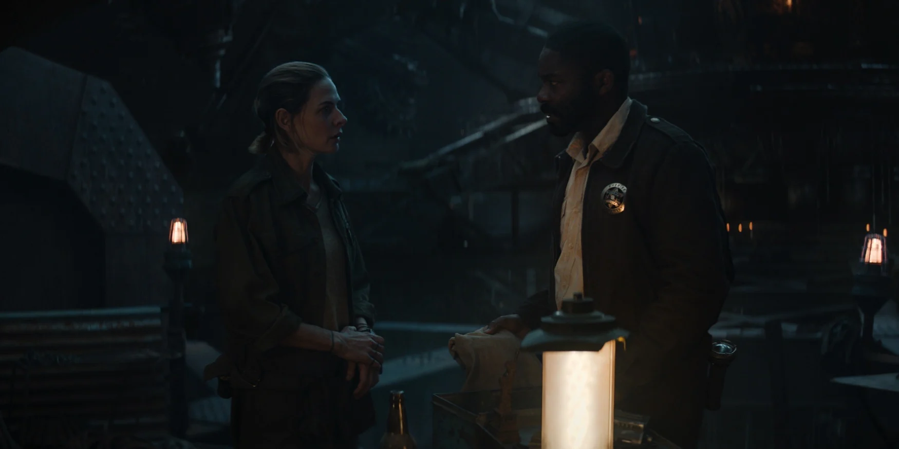 Rebecca Ferguson and David Oyelowo in Silo.