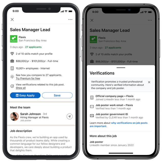 LinkedIn's new job posts verification feature