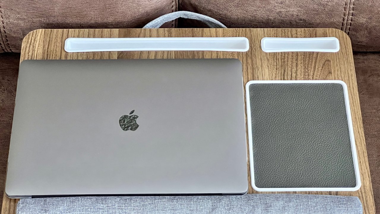 The Huanuo lap desk is just large enough to fit a 16-inch MacBook Pro