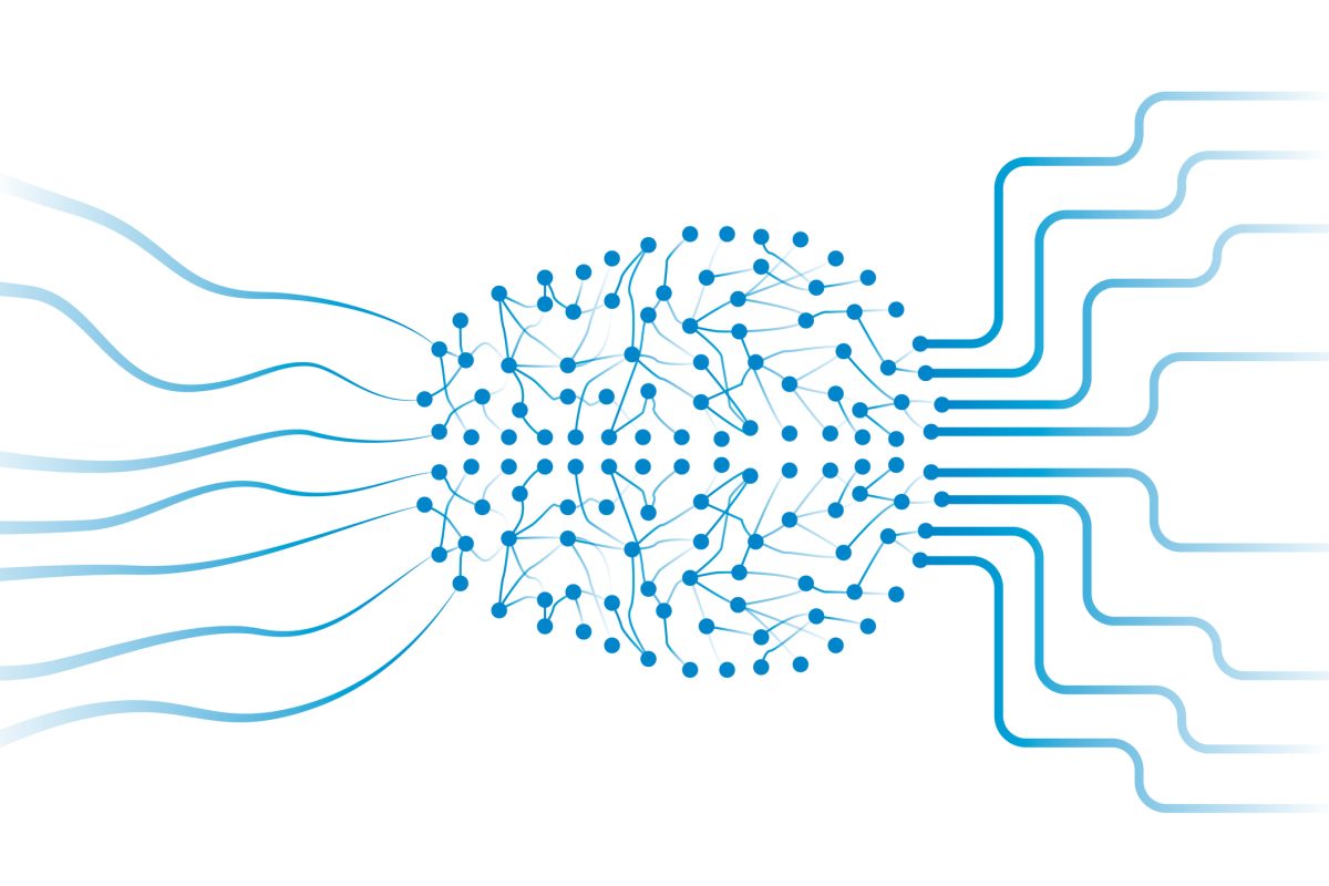 Deep learning artificial neural networks that form shape as human brain. Neural network handles data on input and gives result on output