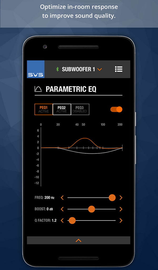 SVS App Parametric EQ Setting