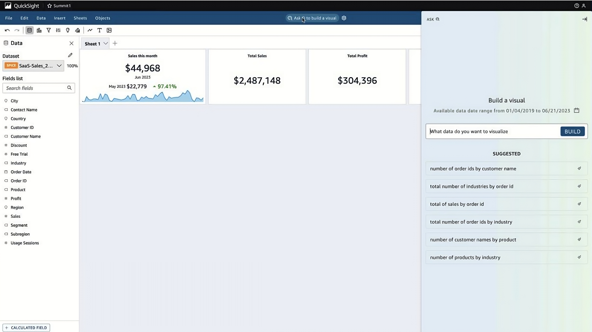 Amazon QuickSight generative AI