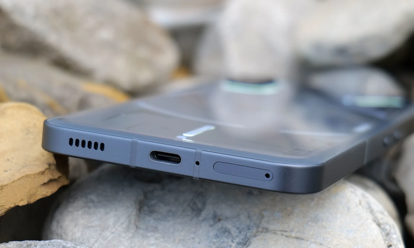 The bottom of the Phone 2 features a USB-C port for data and charging. Though you can also rely on wireless charging to add more juice as well.