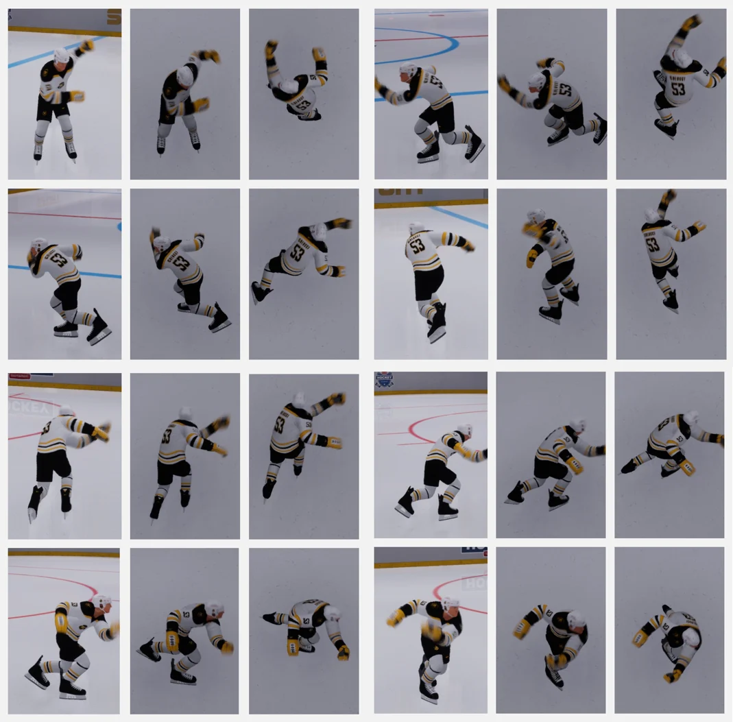 Photo series of a hockey player in AI model