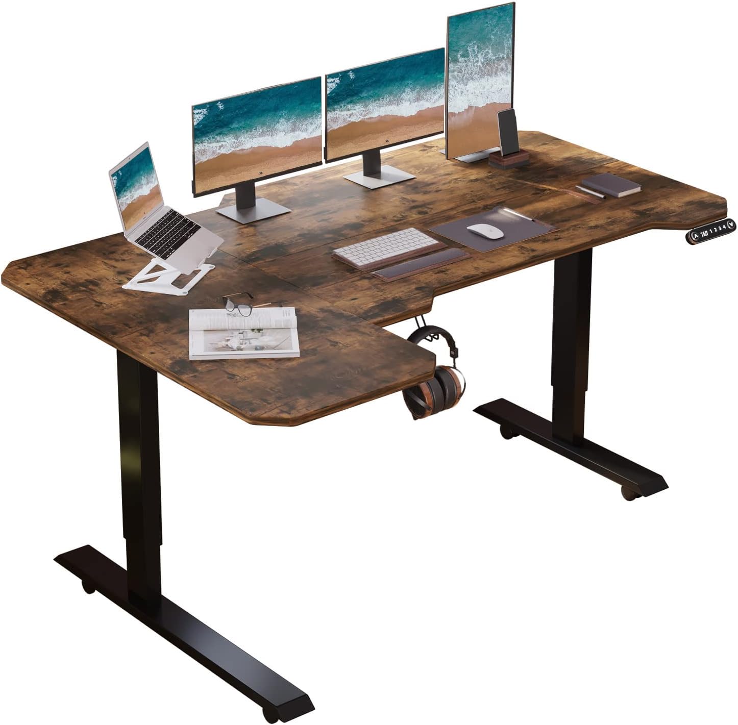 BUNOEM L-Shaped Electric Standing Desk