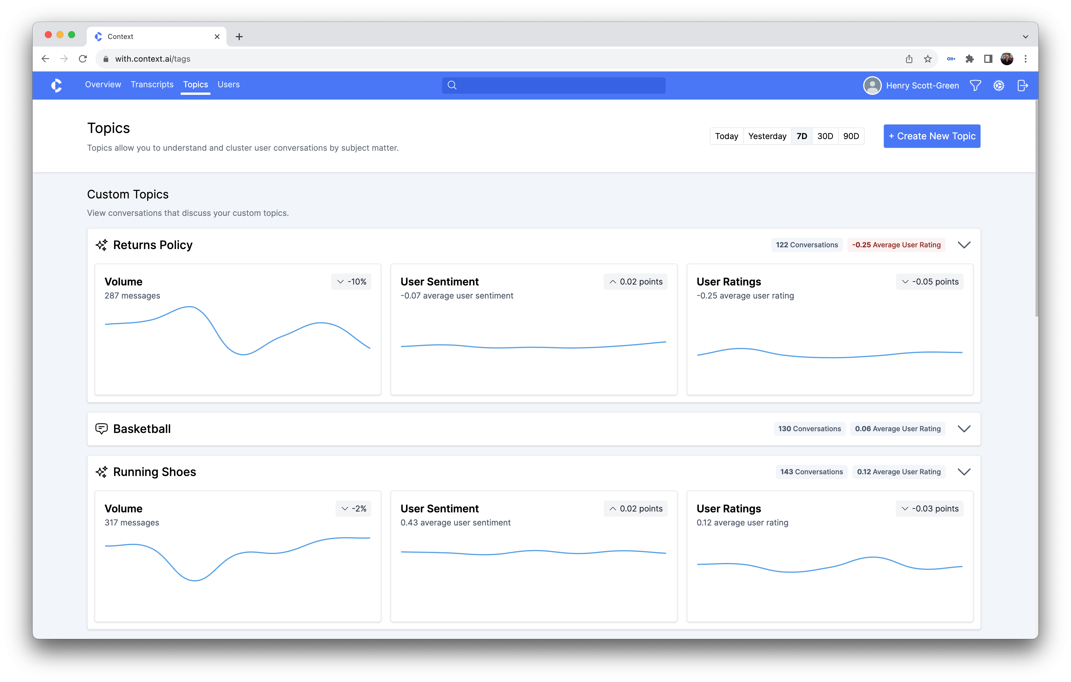 Contex.ai analyzes the information in chat transcripts generated by generative AI tools, and returns data like this to measure the effectiveness of the information being delivered by the model.