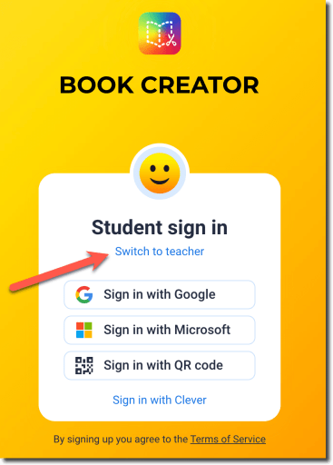 Switch to teacher for Book Creator