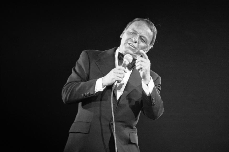 Frank Sinatra better known as "Ole Blue Eyes," played to a packed house at the Nassau Veterans Memorial Coliseum on New York's Long Island, April 10, 1974. Sinatra sang for an hour in the second of four concerts in the New York area. (AP Photo/Richard Drew)