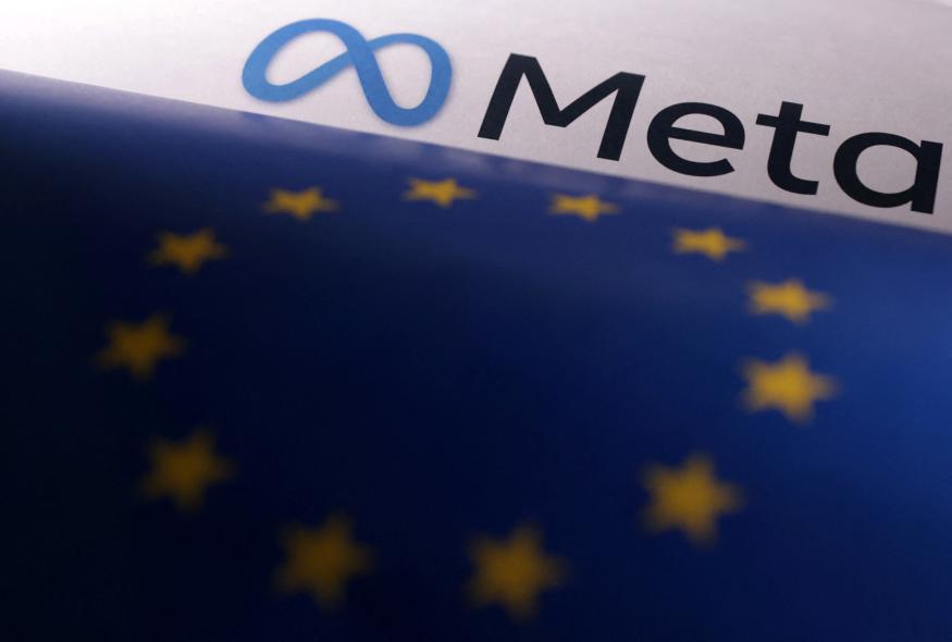 EU flag and Meta logo are seen in this illustration taken, May 22, 2023. REUTERS/Dado Ruvic/Illustration