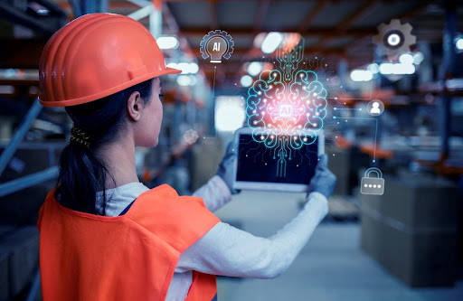 woman staring at ipad; workplace safety