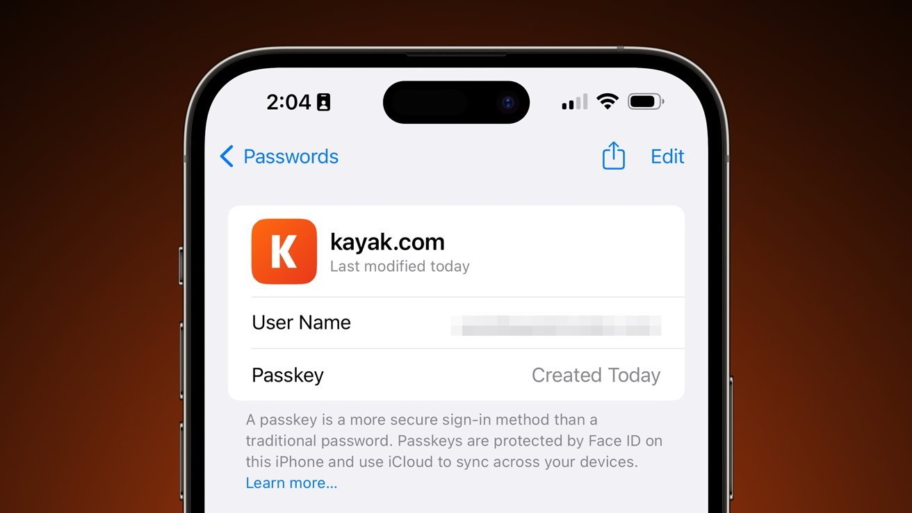 Kayak app with passkey support