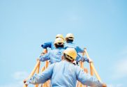 men climbing a ladder; safety culture