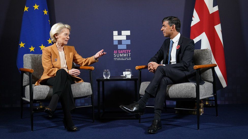 Rishi Sunak holds talks with Ursula von der Leyen at the AI Safety Summit in Bletchley Park