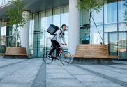 Gig worker on a delivery bike