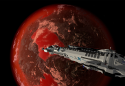 A capital ship approaches a planet in Empyrion