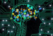 AI human with colourful brain