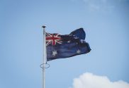 Flowing Australian Flag on pole