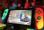 Nintendo Switch Console with Mario Kart on screen